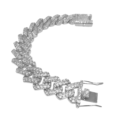 Pulsera Cubana Gruesa 20MM ZigZag Plateada - 8 Inch - comprar online