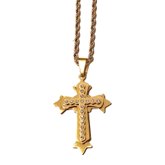 Cadena Dije Cruz con Strass Brillante - Dorada - comprar online