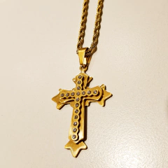 Cadena Dije Cruz con Strass Brillante - Dorada en internet