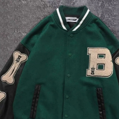 CAMPERA VARSITY JACKET UNIVERSITARIA B BONES VERDE - KITCH TECH