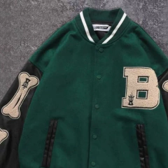 CAMPERA VARSITY JACKET UNIVERSITARIA B BONES VERDE - KITCH TECH
