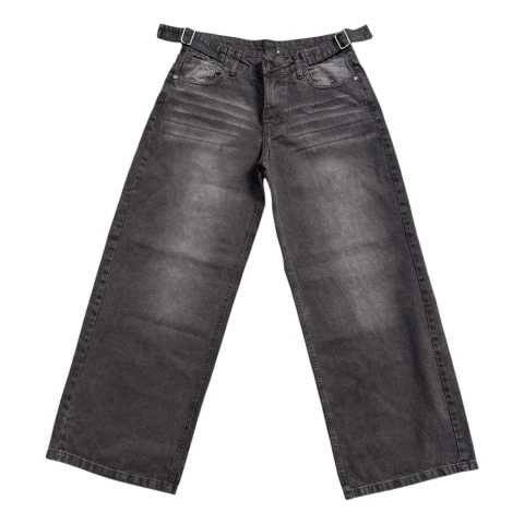 Pantalon Jean Baggy Wide Leg Black Cintura Regulable