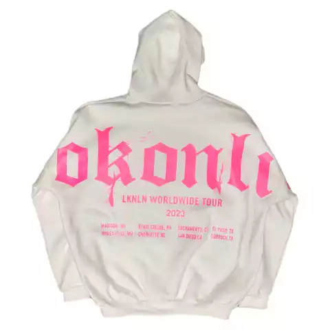Buzo Hoodie Lookonline Blanco Rosa