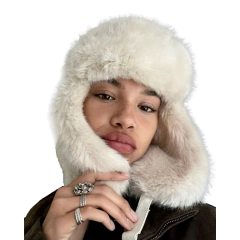 Gorro Ushanka Fur Peluche Ruso - Blanco en internet