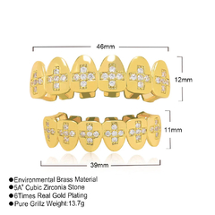 Imagen de Grillz Parrila Dientes Croix Zircon - Dorados