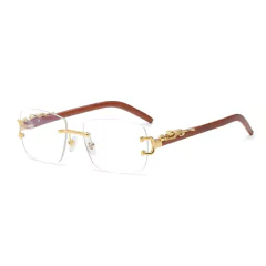 Anteojos de Sol Trap Hip-Hop Patillas Leopardo Rectangular Sin Marco NºA005 - comprar online