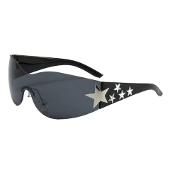 Anteojos de Sol Envolvente Curvos Estrellas Multiples Y2K B007