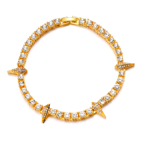 Pulsera Tennis Spikes Zircon Bling 8 Inch - Dorada