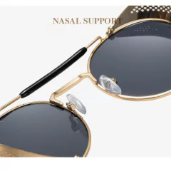 Anteojos de Sol Rebatibles Redondos Retro Vintage Steampunk Metal A011