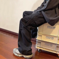 Pantalon Cargo Baggy Y2K Multiples Bolsillos Negro A733