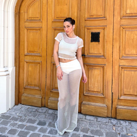 Pollera Larga Red Blanca Brillant