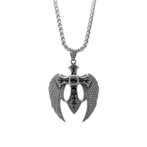 Cadena con dije Acero Inoxidable Cruz alas aguila