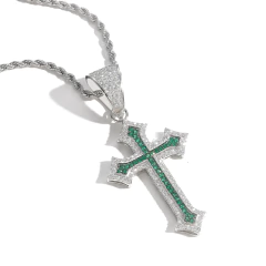 Dije con Cadena Cruz Yamil Diamonds Strass Full Ice 14K - comprar online