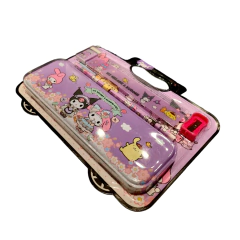 Set Escolar MyMelody Kuromi Sanrio Lapiz Regla Goma Sacapuntas Cartuchera LILA - comprar online
