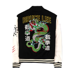 Campera Universitaria Bruce Lee original blanco con negro - 350dls on internet