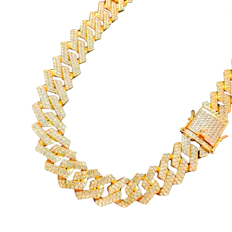 Cadena Cubana ZigZag Strass Dorada 0013 50Cm - 20 Inch