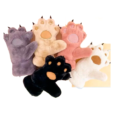 Guantes Garra Oso Peluche Huella Gato Térmicos Importados
