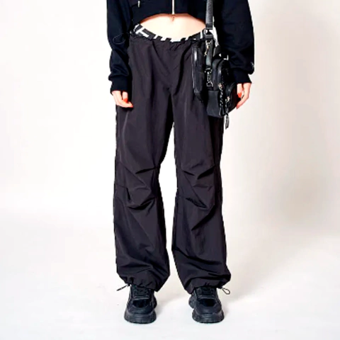 Pantalon baggy tiro bajo recto Y2K