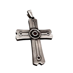 Dije Cruz Brillo Rojo Metal