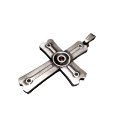 Dije Cruz Brillo Rojo Metal - comprar online