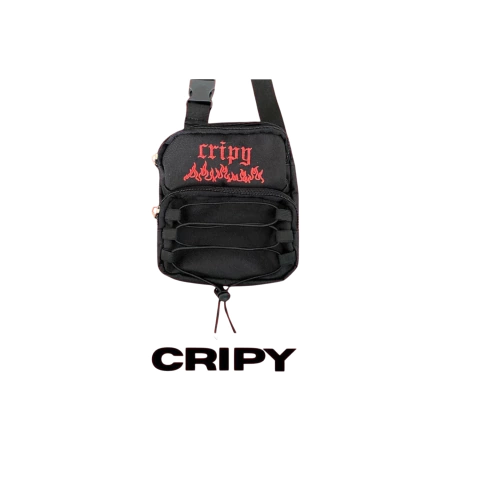 Bag Riñonera Cripy Negra Llamas Kema Rojas