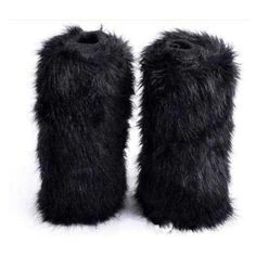 Polainas Y2K Peluche Fluffy - Negra - KITCH TECH