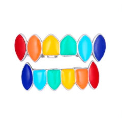 PARRILLA DIENTES GRILLZ DORADO BAÑO ORO 14KL COLORES - (copia)