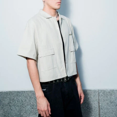 Camisa Boxy Full Bordados Beige en internet