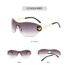 Image of Anteojos de Sol Y2K Estrella Steampunk Curvo Envolvente NºA001