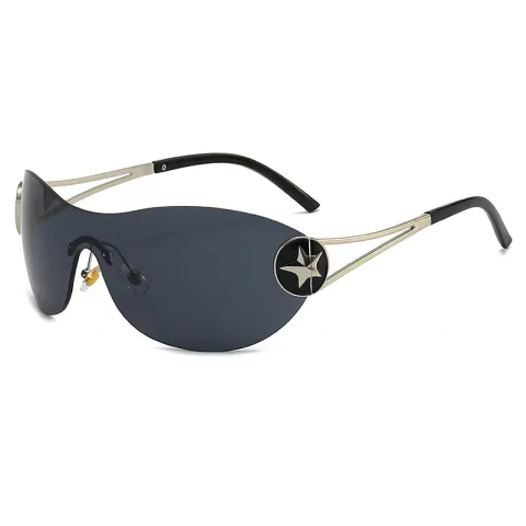 Anteojos de Sol Y2K Estrella Steampunk Curvo Envolvente NºA001