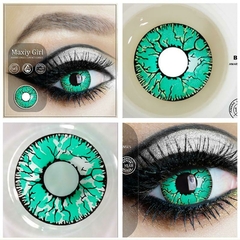 Lentes de Contacto Fantasia Cosplay Verde Rayos Negros CL216 - KITCH TECH