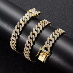 Cadena Cubana Piedra Strass Dorada Plateada Hip Hop Trap 60 12mm - 18 Inch en internet