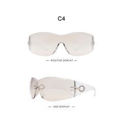 Anteojos de Sol Envolvente Curvo Aro Strass Y2K B009 - KITCH TECH