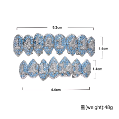 Parrilla Dientes Grillz Plateado Baño Oro 18KL Diamante full Zircon 1414 8x8 - comprar online