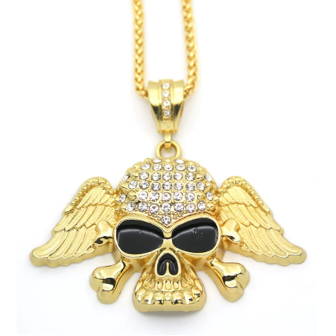 Cadena C/ Dije C/ Strass Calavera C/ Alas