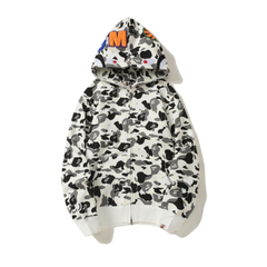 Campera Hoodie BAPE Full Zip Shark Camo White Gray Black (AAA) - 220USD