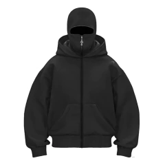 Buzo Hoodie Zip Code Balaclava Full Black - comprar online