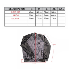 Campera Bomber Universitaria Varcity Creative gris y negra en internet