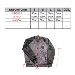 Campera Bomber Universitaria Varcity Creative gris y negra en internet