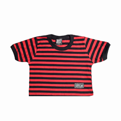 Crop Top Rayado Basic rojo y negro