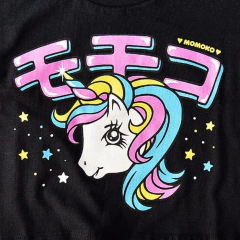 Remera Crop Top Unicorn Negro - comprar online