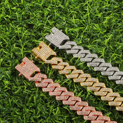 Imagen de Pulsera Cubana Piedra Strass Ingot Rhinestone 8 Inches Nº14