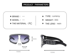 Anteojos Lentes Sol Visor Grande Strass Retro Vintage N°123