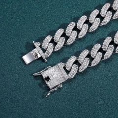 Cadena Cubana Rhinestone Beans Claw Drip Nº12 Dorada Plata on internet