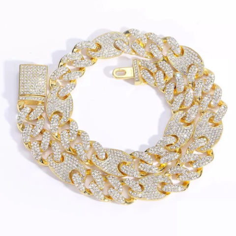 Cadena Cubana Con Strass Cofee Bean 15mm 20 Inch Nº11