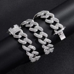 Cadena Cubana Rhinestone Beans Claw Drip Nº12 Dorada Plata - buy online