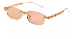 Anteojos De Sol Rectangular Metal Strass Piedras Retro 65