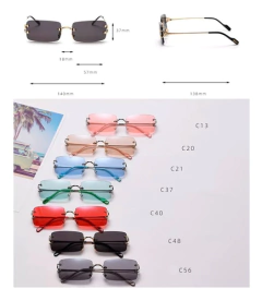 Anteojos Gafas Sol Sin Marco Rectangular Trap Rap Retro 93 - KITCH TECH