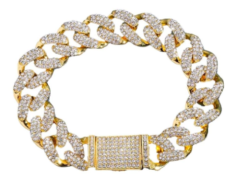 Pulsera Cubana Piedra Strass Rhinestone Beans 8 Inches Nº13