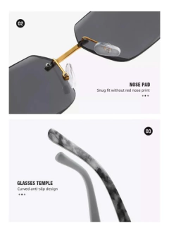 Anteojos Lentes Sol Hexagonal Marmol Sin Marco Retro Vintage 91